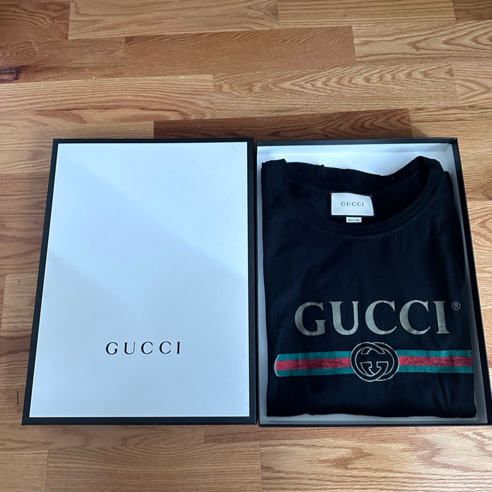 Black Gucci Shirt with Logo, Oversized | XL